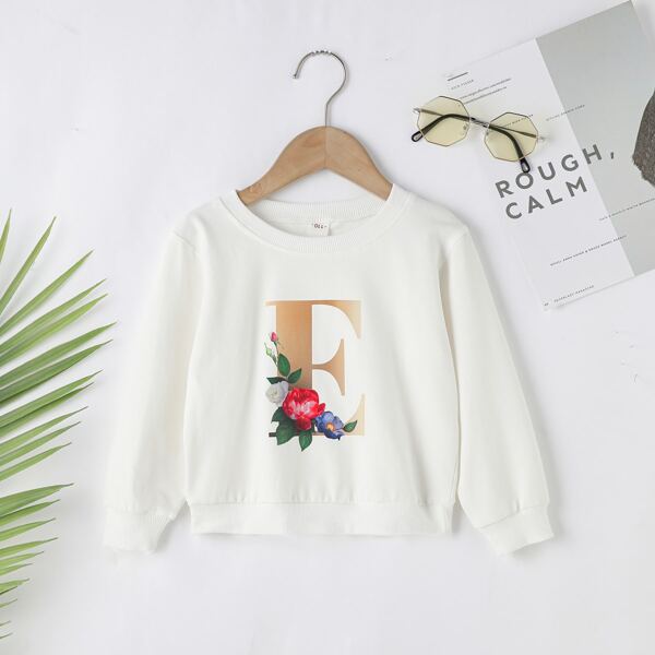 

Toddler Boys Floral & Letter Graphic Pullover, White