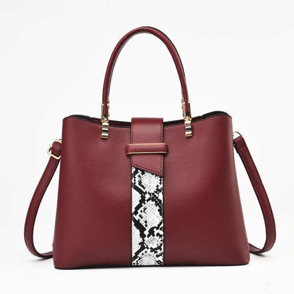 

Snakeskin Tote Bag, Red