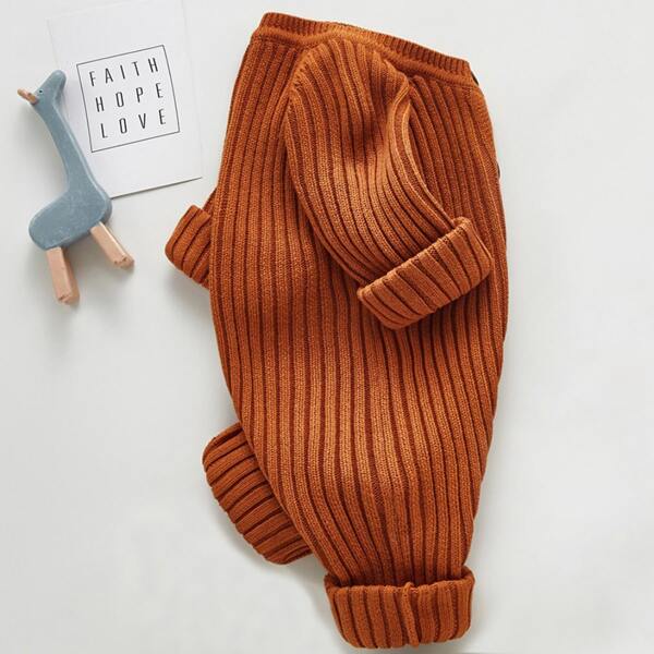 

Baby Raglan Sleeve Knit Jumpsuit, Rust brown