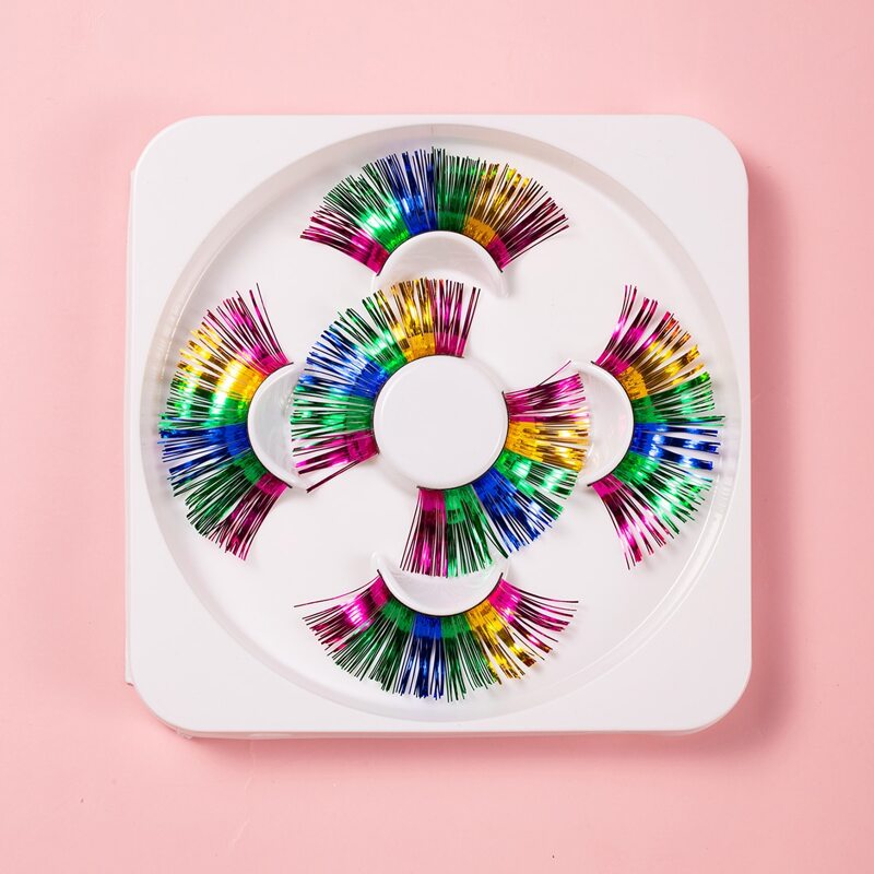 

3pairs Halloween Colorful False Eyelashes, Multicolor
