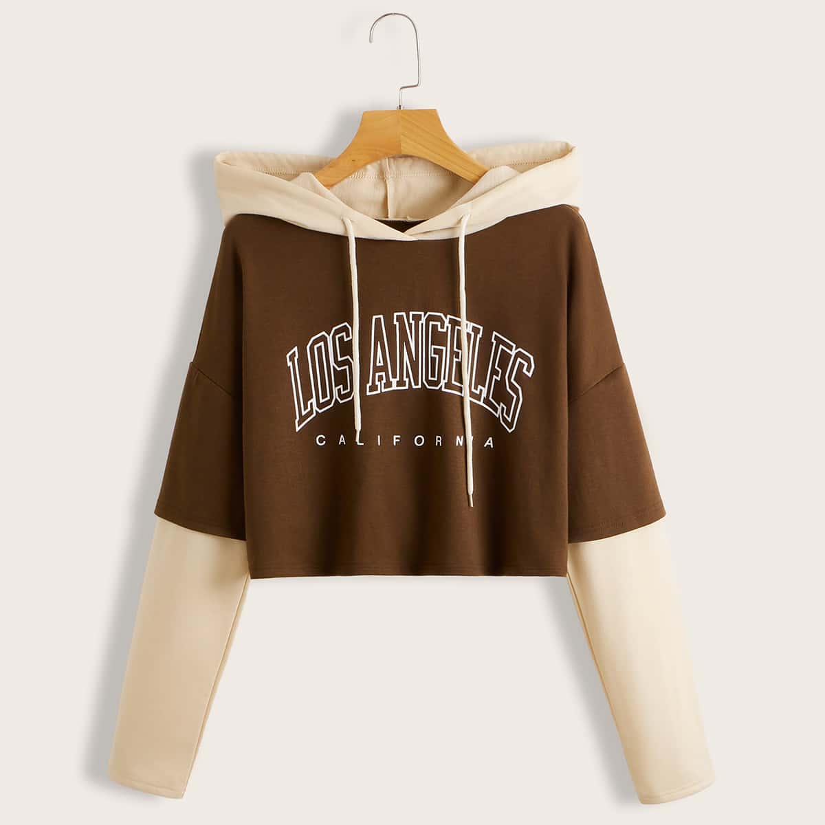 

Letter Colorblock Drawstring Hoodie, Multicolor
