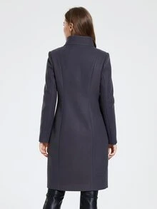 MIEGOFCE Áo khoác ngoài nữ Túi Nút phía trước màu trơn Thanh lịch - Màu xám đen - Xem 2