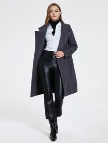 MIEGOFCE Áo khoác ngoài nữ Túi Nút phía trước màu trơn Thanh lịch - Màu xám đen - Xem 3