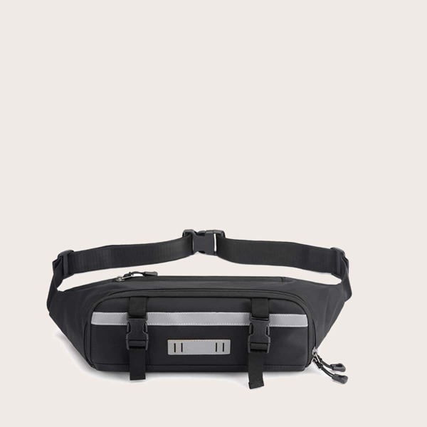 

Men Buckle Decor Fanny Pack, Black