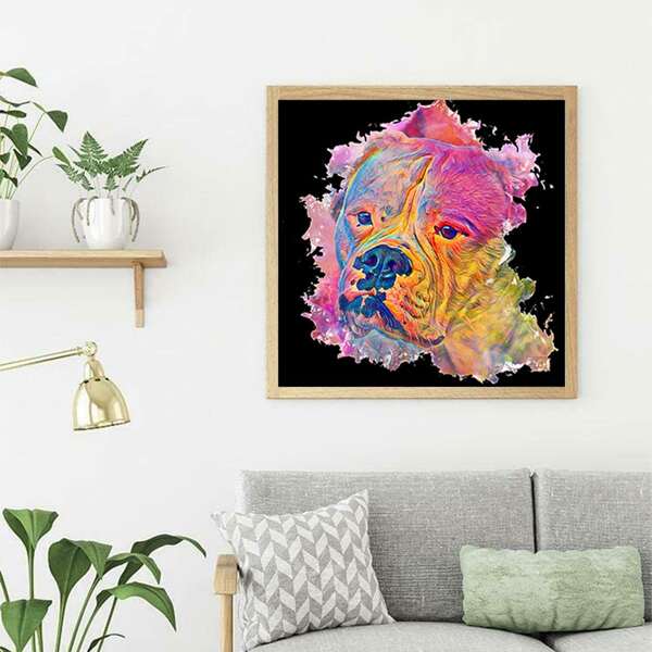 

Dog Print DIY Diamond Unframed Painting, Multicolor