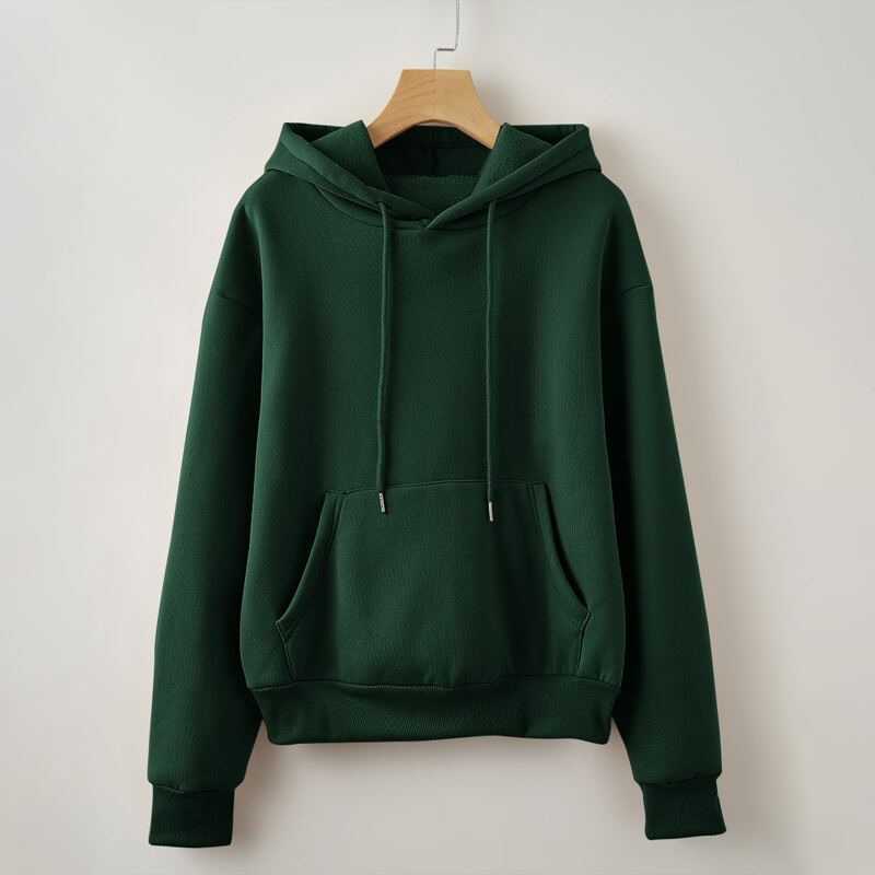 

Solid Drawstring Hoodie, Dark green