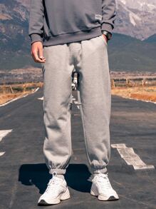 Men Solid Slant Pocket Sweatpants