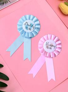 2pcs Dad And Mom Badge Pin Party Celebration In Pink And Blue, - Multicolor - View 1