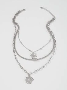 萬聖節蜘蛛和蛛網吊墜多層次項鍊