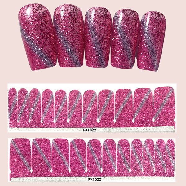 

22pcs Glitter Nail Sticker & 1pc Nail File, Multicolor