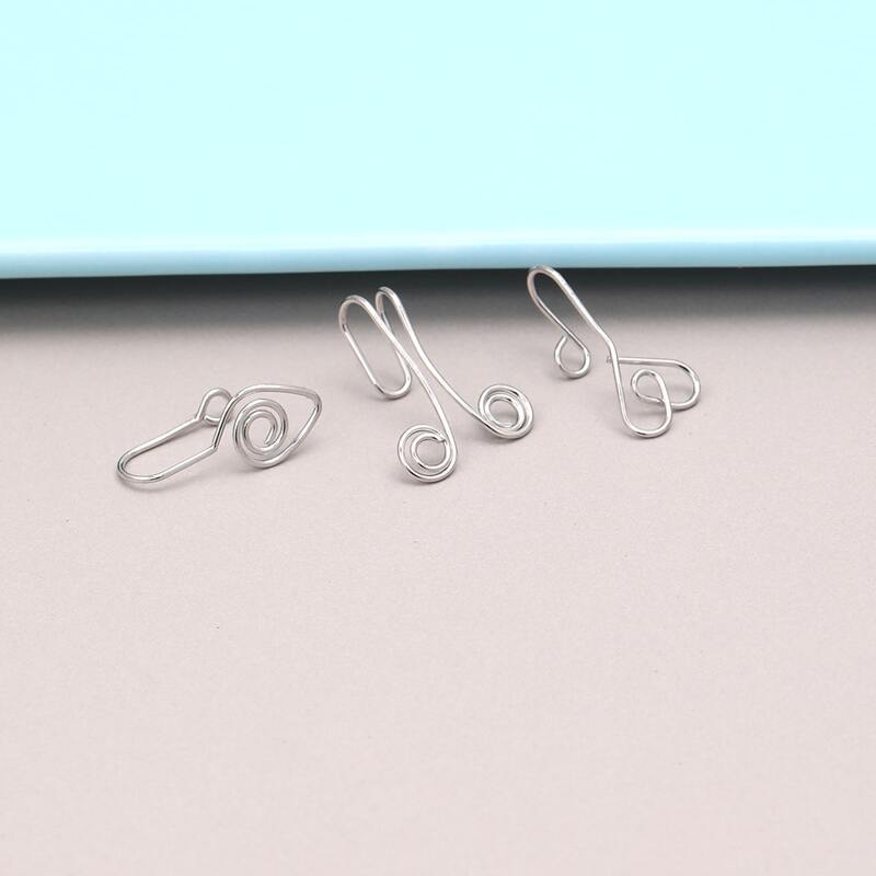 

3pcs Structured Nose Ring, Silver