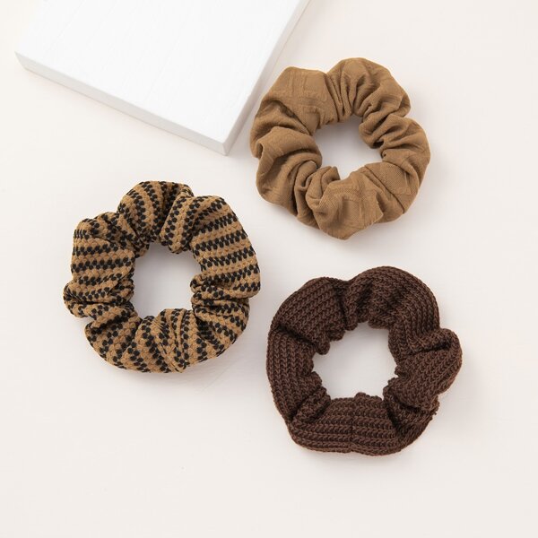 

3pcs Solid Scrunchie, Multicolor