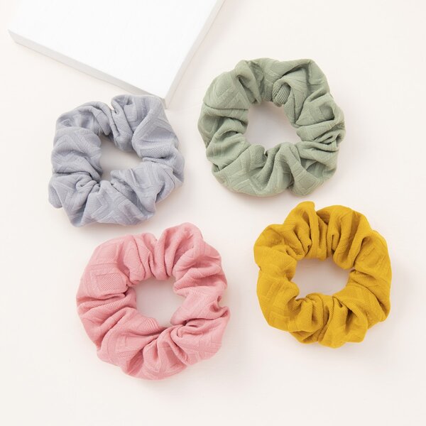 

4pcs Solid Scrunchie, Multicolor
