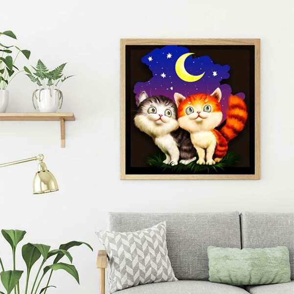 

Cat Pattern DIY Diamond Painting Without Frame, Multicolor