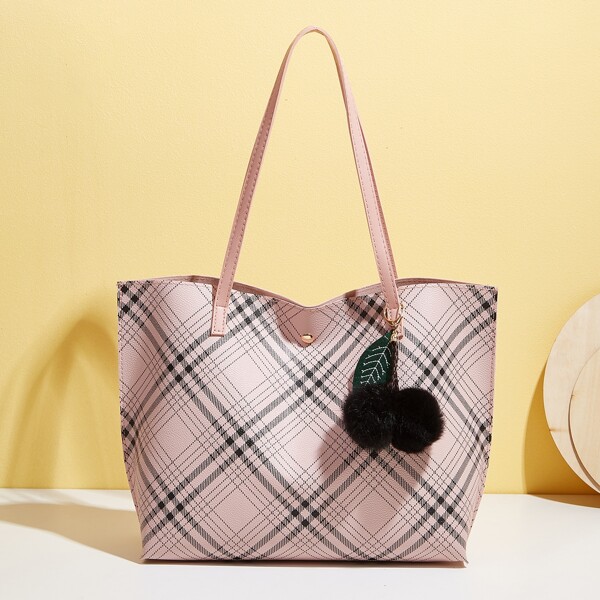 

Plaid Tartan Pattern Shoulder Tote Bag, Multicolor