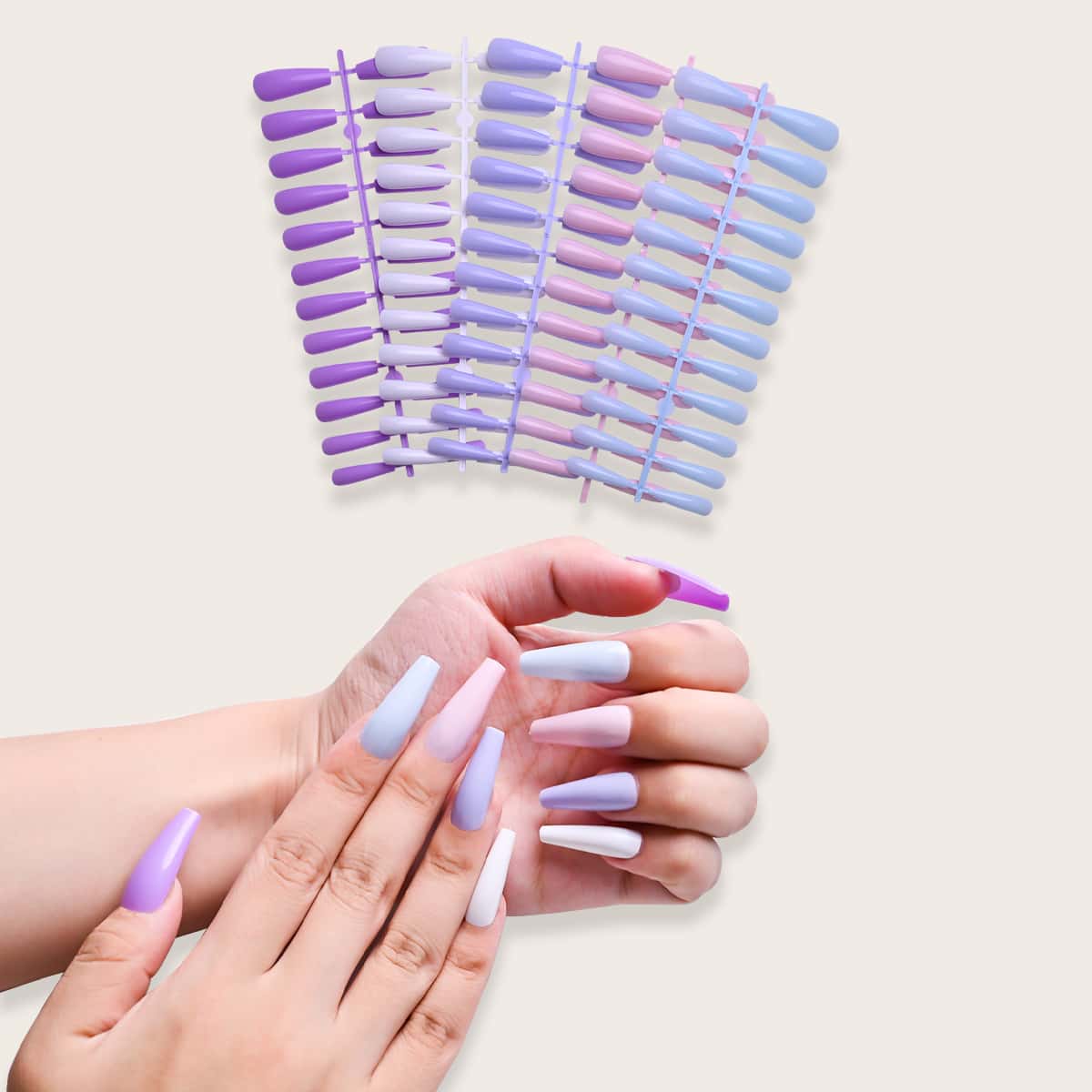 

120pcs Ombre Fake Nail, Multicolor