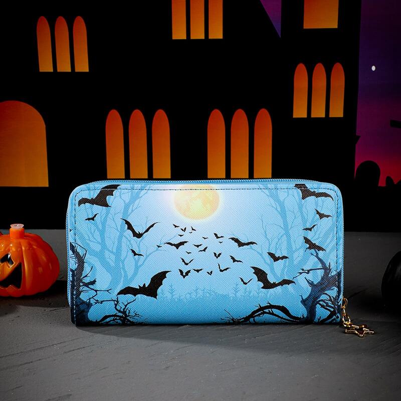 

Halloween Bat Graphic Long Purse, Multicolor