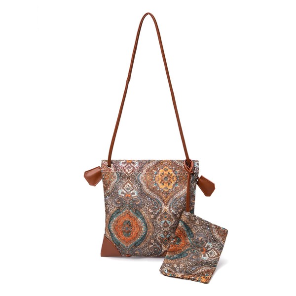 

Geo Graphic Shoulder Bucket Bag With Clutch Bag, Multicolor