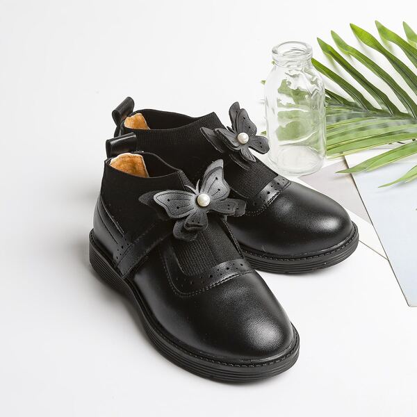 

Girls Butterfly Decor Flats, Black