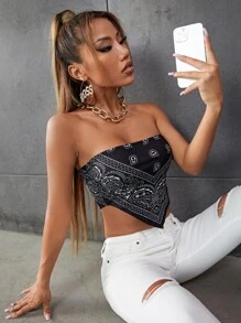 Lunelith SHEIN Lunessa Paisley Print Tube Bandana Top