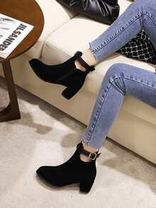 Botines con diseño de hebilla grueso - Negro - Ver 2