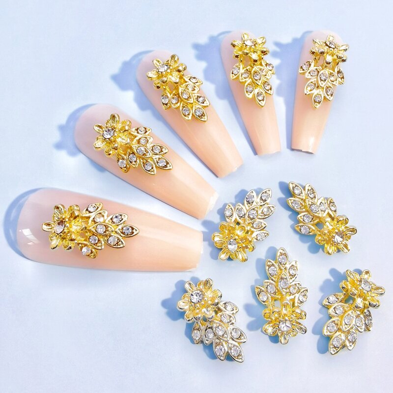 

10pcs Rhinestone Nail Art Decoration, Gold