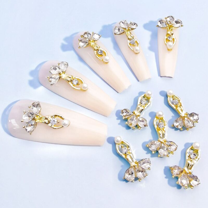 

10pcs Rhinestone Nail Art Decoration, Gold
