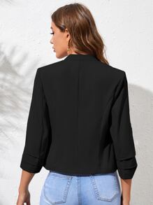 SHEIN Clasi Layer Detail Sleeve Open Front Jacket In Fall/Winter - Black - View 2