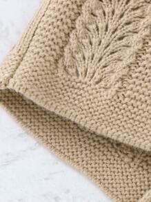 女婴花卉贴花插肩袖开衫，前襟带纽扣 - 駝色 - 查看 3