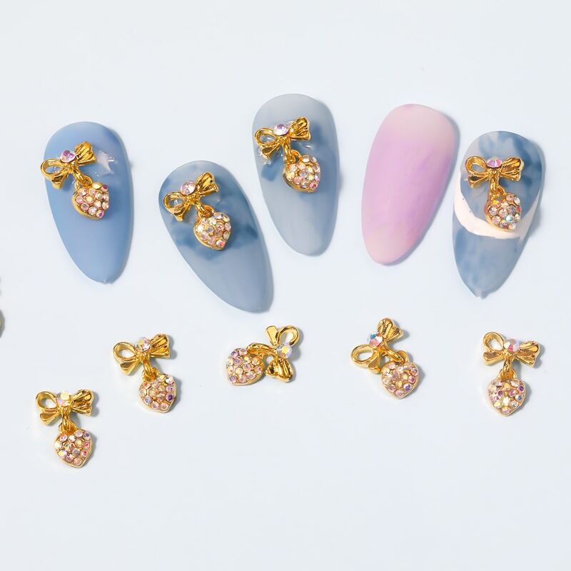 

10pcs Rhinestone Nail Art Decoration, Gold