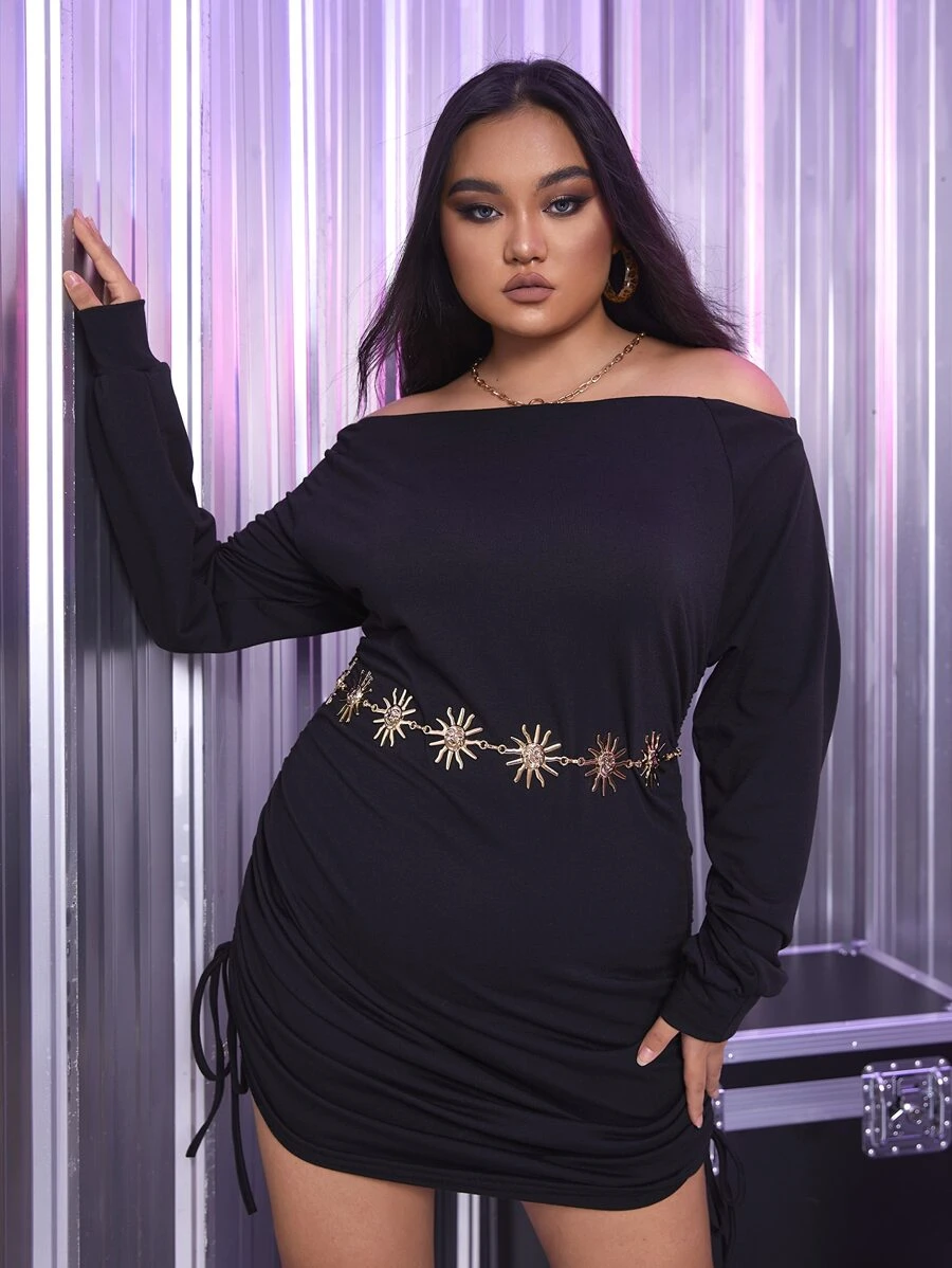 talla grande Cinturón de cadena de cintura con diseño de sol - Dorado - Ver 1