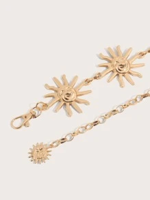 talla grande Cinturón de cadena de cintura con diseño de sol - Dorado - Ver 3