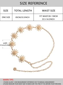talla grande Cinturón de cadena de cintura con diseño de sol - Dorado - Ver 4