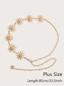 talla grande Cinturón de cadena de cintura con diseño de sol - Dorado - Ver 5