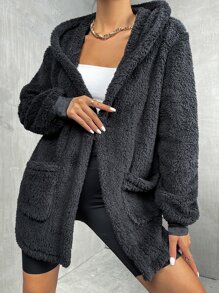 EMERY ROSE 前口袋連帽絨毛外套