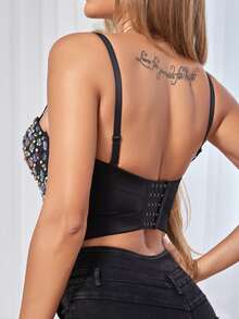 Apperloth A Top con corsé de tirantes de colores con diamante de imitación bustier crop - Multicolor - Ver 2