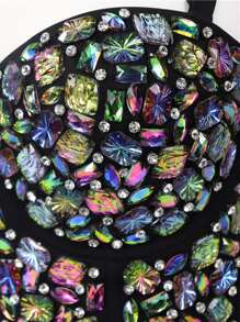 Apperloth A Top con corsé de tirantes de colores con diamante de imitación bustier crop - Multicolor - Ver 4