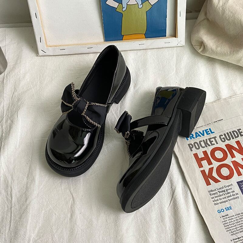 

Bow Decor Mary Jane Flats, Black