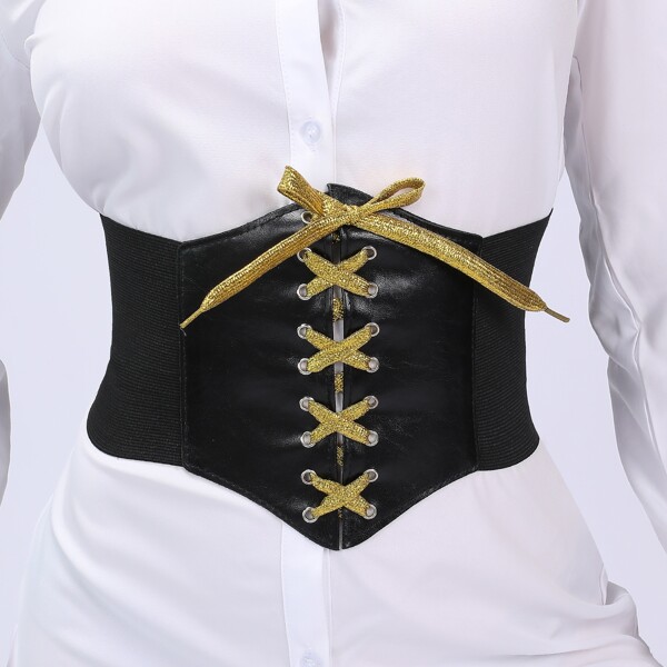 

Lace-up Corset Belt, Black