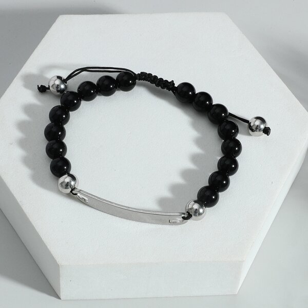 

Men Stone Beaded Bracelet, Black