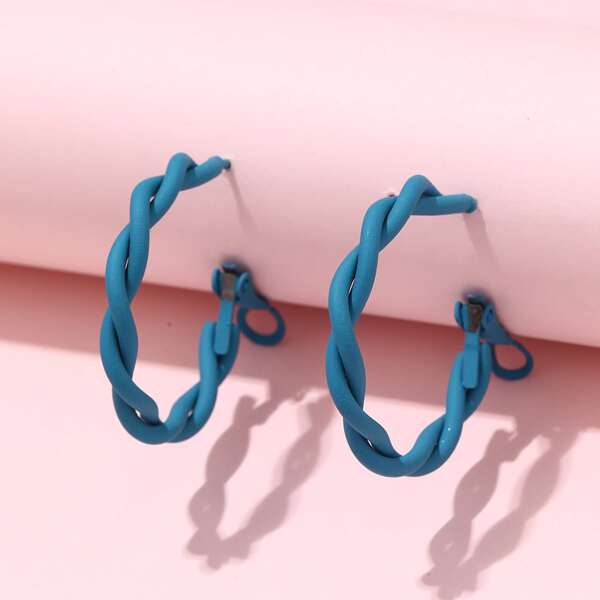 

Twist Hoop Earrings, Blue