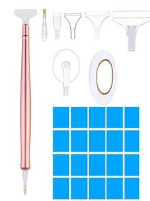 8pcs/set DIY Diamond Painting Tool, Simple Plastic Point Drill Pen Tool Set For DIY - Pink - View 2