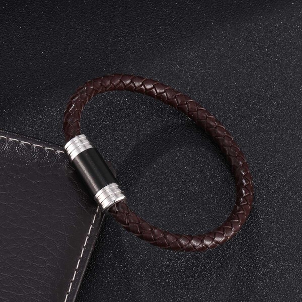 

Men Magnetic Clasp Woven Bracelet, Brown