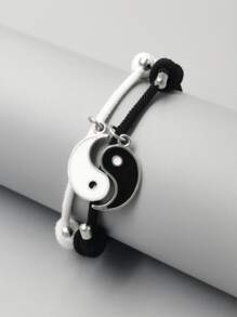 2 chiếc vòng đeo tay quyến rũ âm dương - Đen và trắng - Xem 3