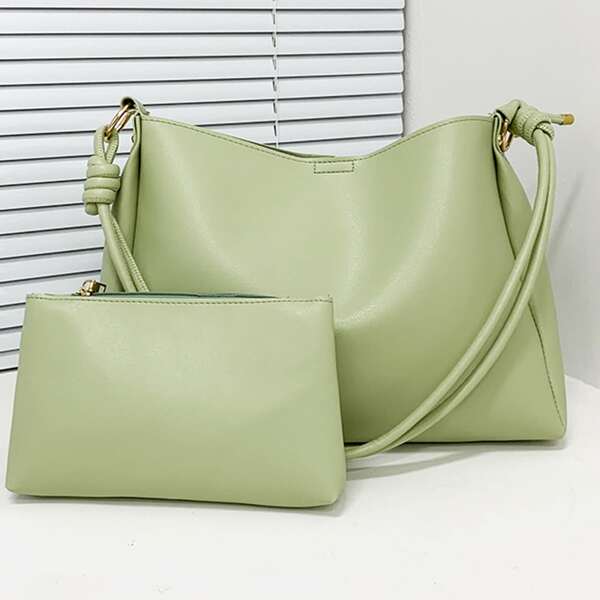 

Minimalist Knot Design Shoulder Bag With Inner Pouch, Mint green