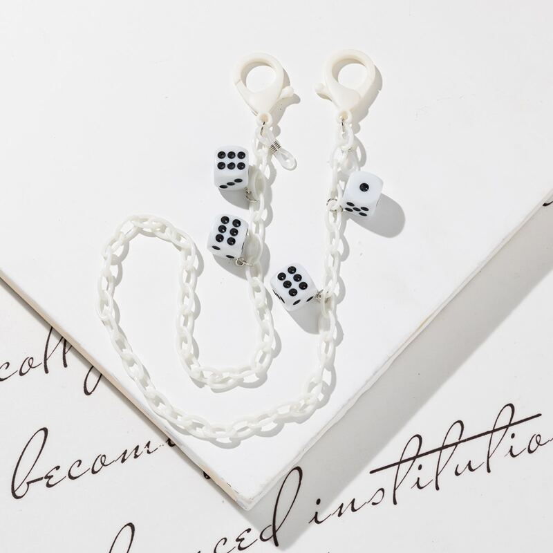 

Dice Decor Glasses Chain, White