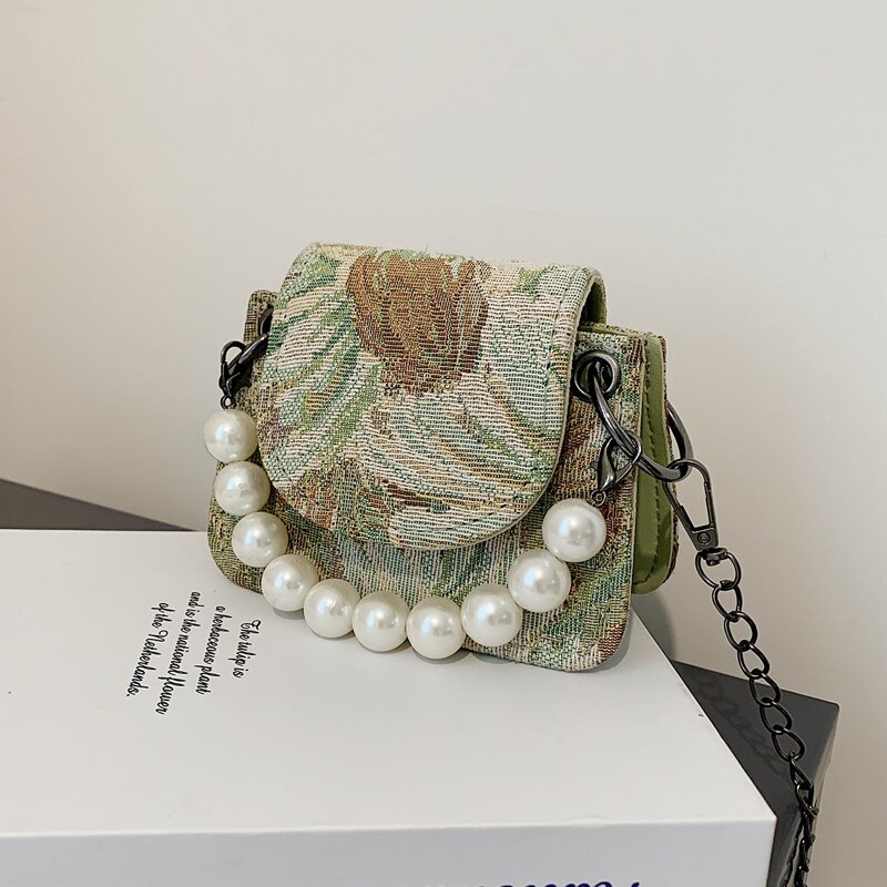 

Mini Flower Graphic Satchel Bag, Green