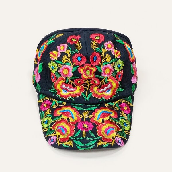 

Flower Embroidered Baseball Cap, Multicolor