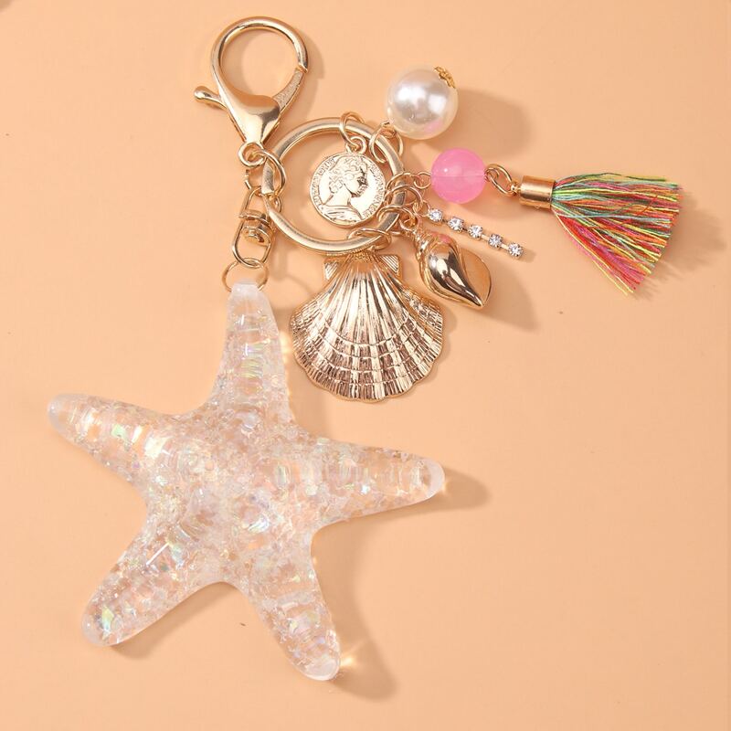 

Shell & Tassel Decor Keychain, Gold