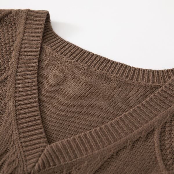 

Men Argyle Knit Sweater Vest Without Tee, Coffee brown